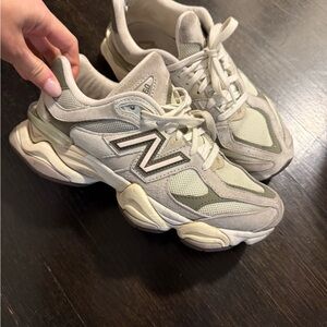 New Balance Cream and Gray Athletic Shoes